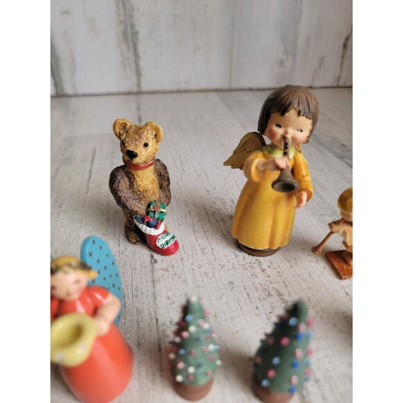 Vintage angel tree bear Figure Set Xmas Decor unique - Picture 3 of 9